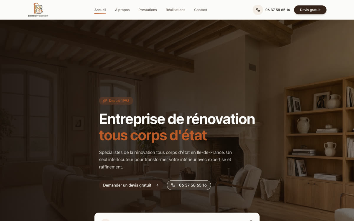 Site internet pour une entreprise de rénovation à Paris