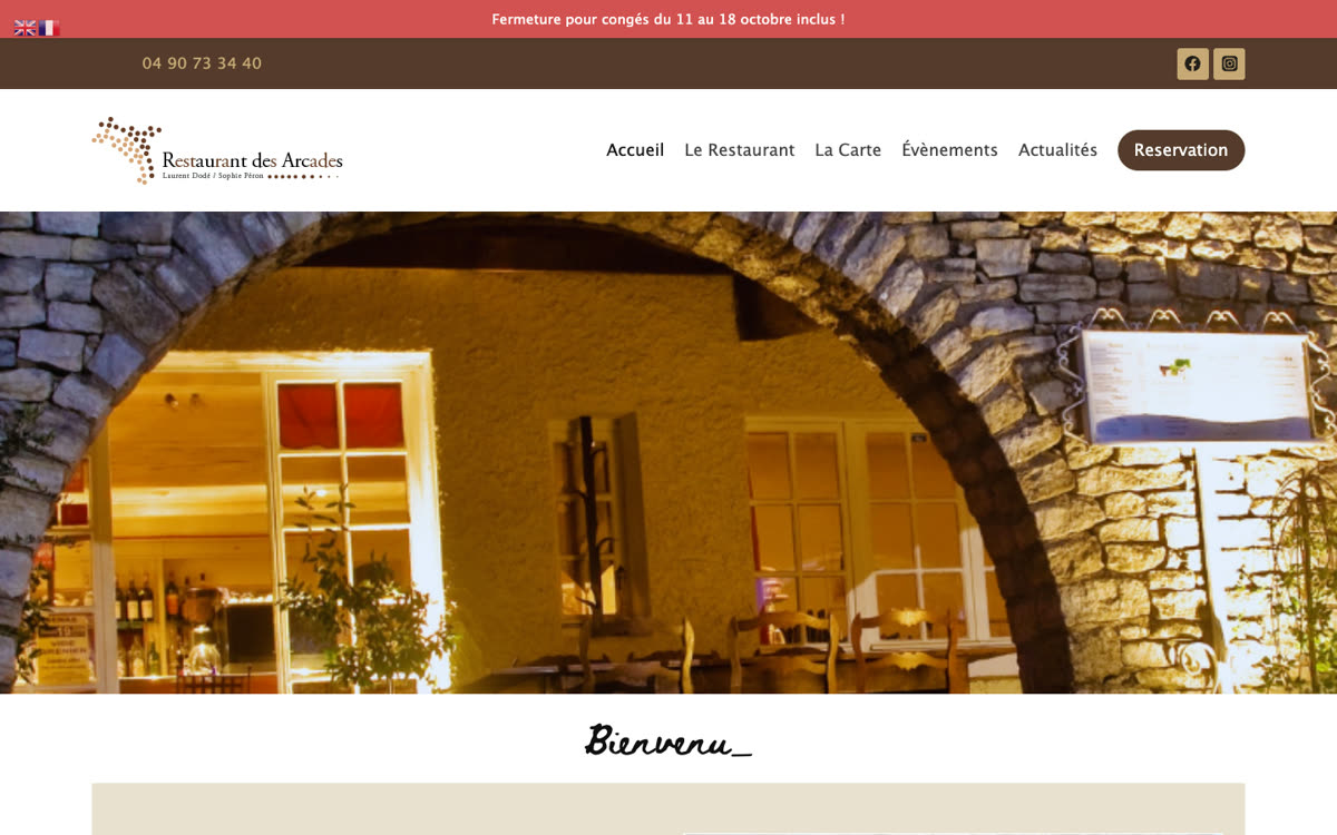 Site internet pour un restaurant provençal à Orgon