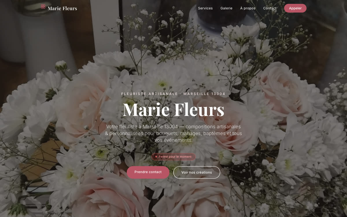 Site internet pour un fleuriste à Marseille